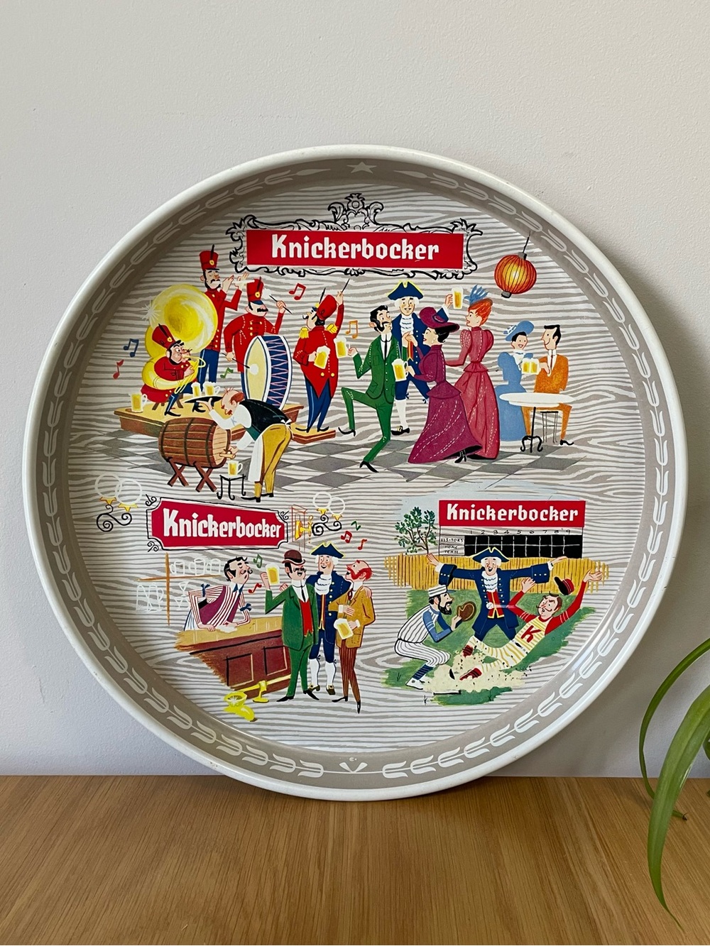 Vintage Midcentury Knickerbocker Beer Adverting Serving Tray 1950s